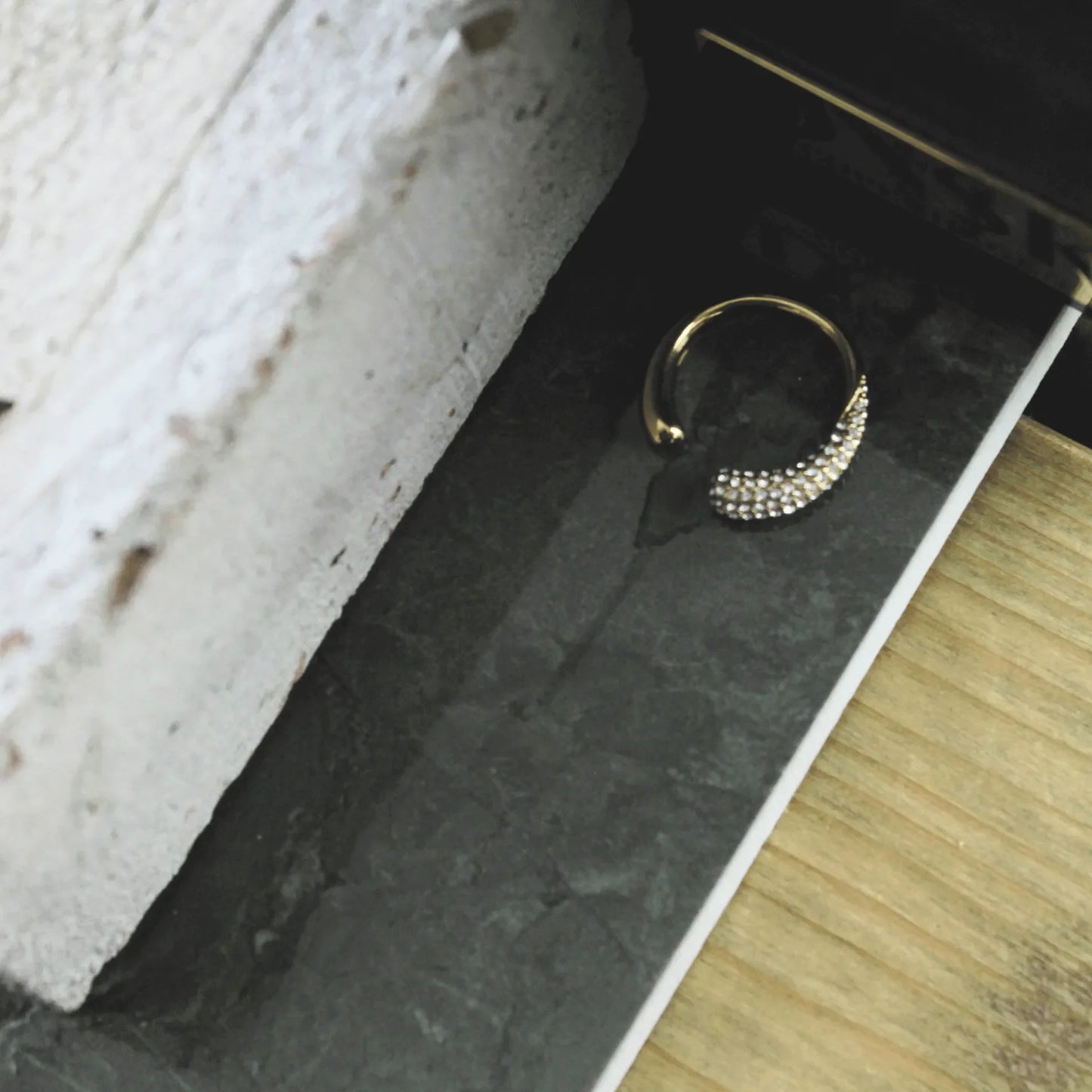 Joy Waterproof CZ Gap Ring 18K Gold Plating