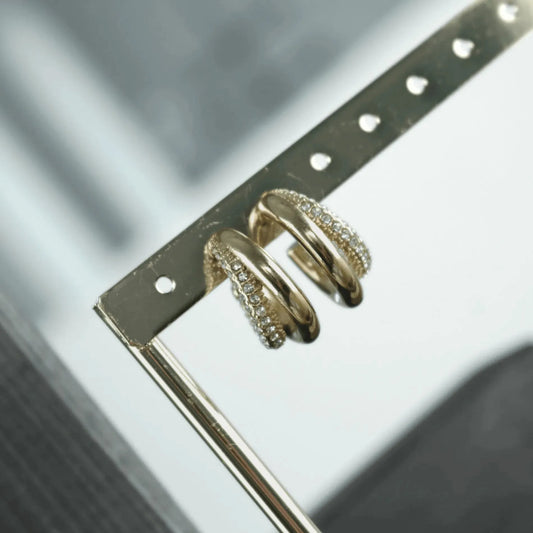 Joy Waterproof Clear CZ Double Hoop Earring 18K Gold Plating