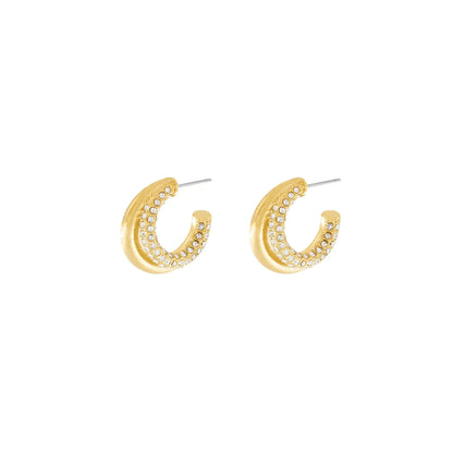 Joy Waterproof Clear CZ Double Hoop Earring 18K Gold Plating